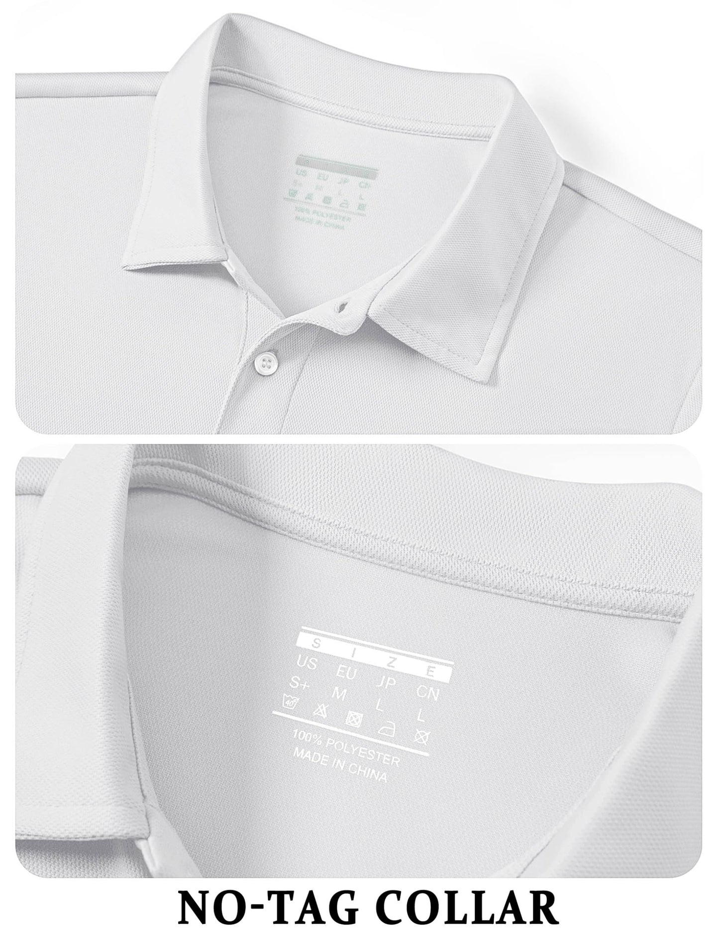 TACVASEN Mens Golf Shirt Dry Fit Mens Polo Shirts Short Sleeve Performance Golf Polos for Men with Collar Work Shirts White, L