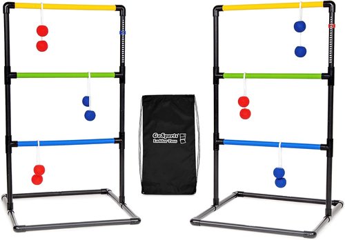 GoSports Ladder Toss Game Set - Indoor & Outdoor Fun with 6 Soft Rubber Bolo Balls & Carrying Case