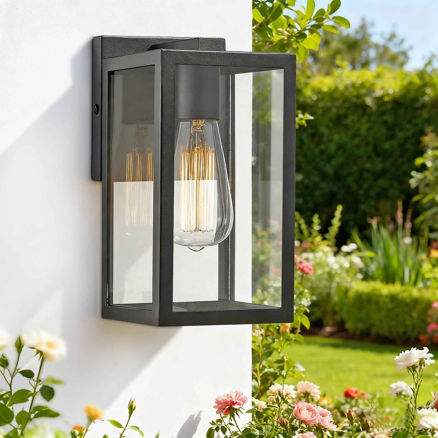 Bestshared Exterior Wall Lantern, Outdoor Wall Sconce, Patio Lighting Fixture for Porch, Home, Barn, Storefront (Black, 2 Pack)