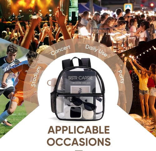 JOWURY Clear Stadium Backpack - Waterproof PVC, Reinforced Straps | 12x6x12, Ideal for Events