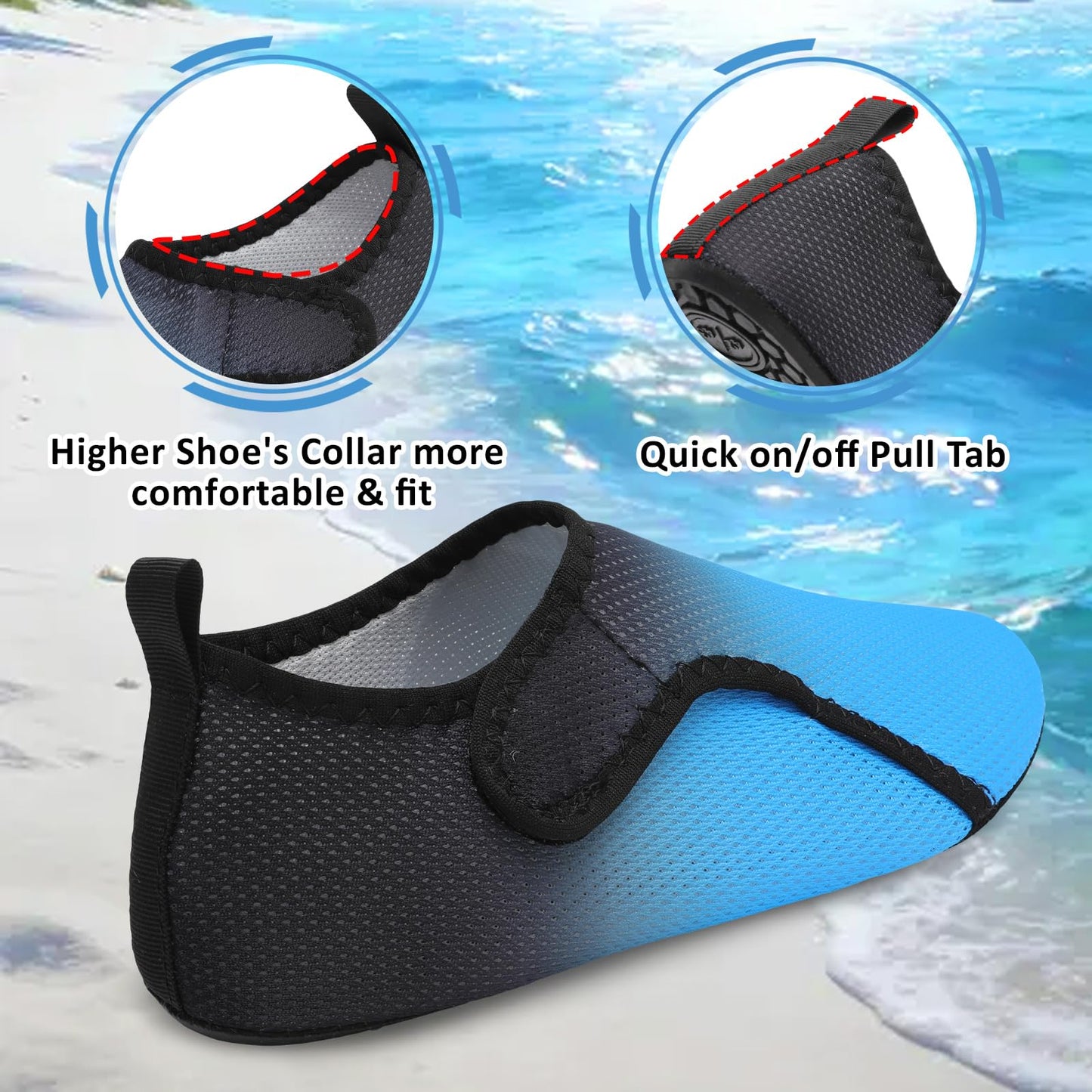 LeIsfIt Swim Water Shoes for Women Men Quick-Dry Aqua Socks Non-Slip Summer Barefoot Socks for Beach Pool Surf Yoga Gradient 8-9 Women/6-7 Men