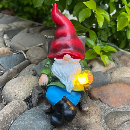 WNXURT Solar Gnomes Decor Outside Mini Gnome Figurines Outdoor Solar Porch Patio Garden Miniatures Gnomes Decor Gift for Women Grandma Mother's Day Birthday