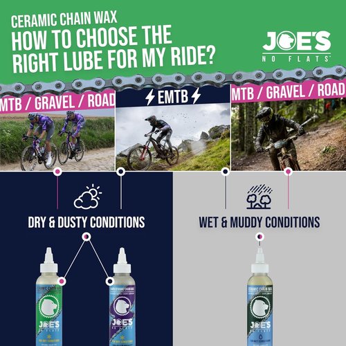 Joe's No Flats eMTB Chain Wax - Bio-Based Ceramic Formula for Electric Mountain Bikes - 4.2oz