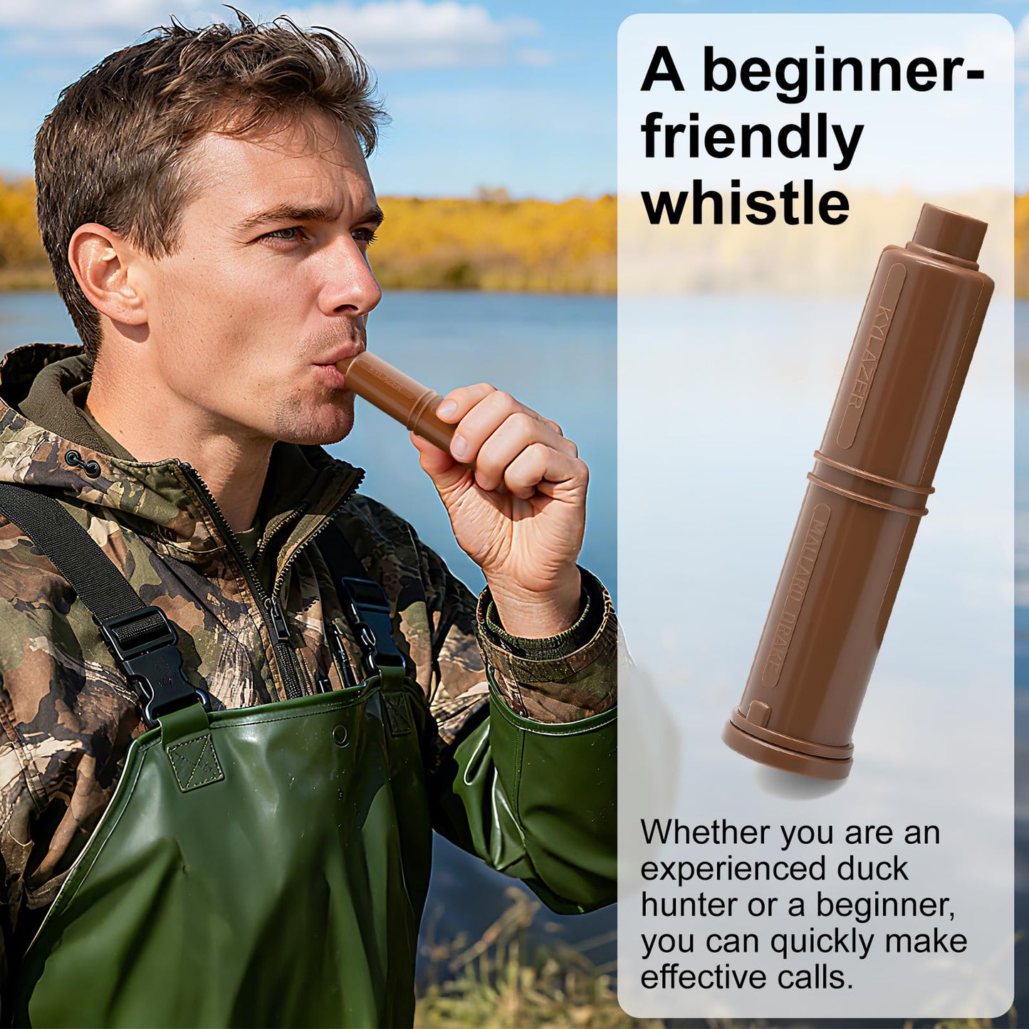 Kylazer Mallard Duck Call, Easy-Blow Hunting Whistle, Brown