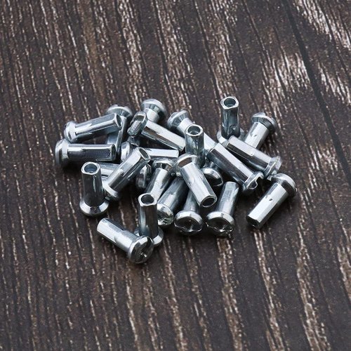 Auto-plaza 200x Bicycle Spoke Nipples Fit for 14G / 2mm Mountain Road Bike Silver Steel 12mm Long Cycling Replacement Accessories Set