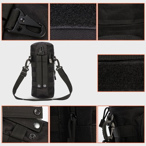 IronSeals Tactical Molle Water Bottle Holder Pouch Hydration Carrier Bag with Detachable Shoulder Strap