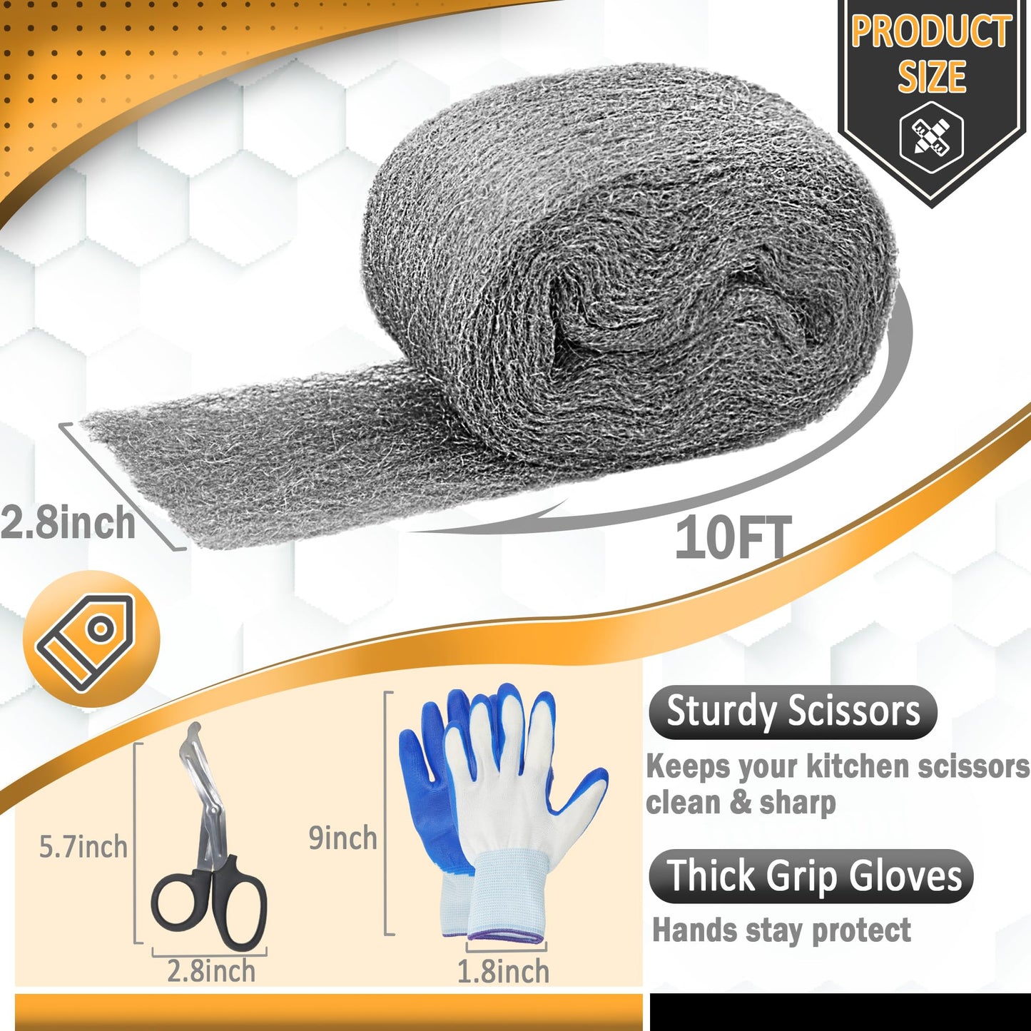 Steels Wools Mice Control: #0000 Steel Wool Metal Fabric Mesh - As Gaps Fillers to Keep Mice Away - Protection for Siding, Pipelines, Garden Vents and Garages - 2Pcs