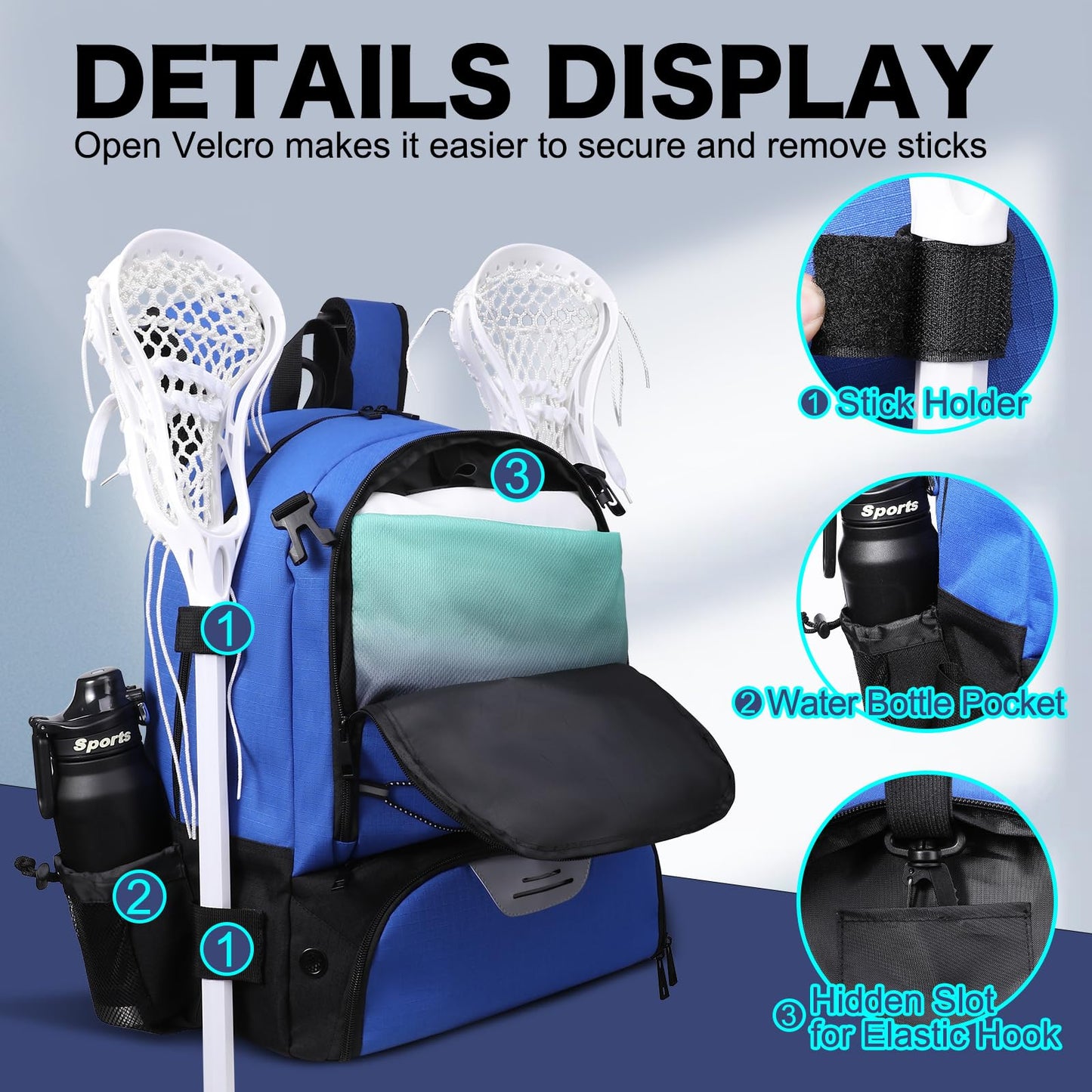 Apex Outdoors Lacrosse Bag, Large Lacrosse Backpack with Two Stick Holders
