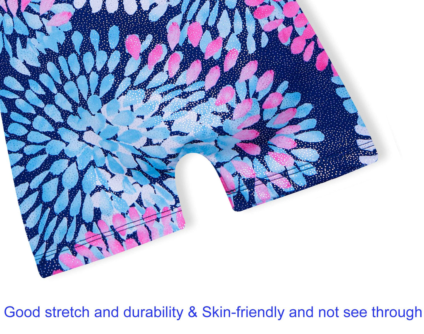 Domusgo Gymnastics Leotards for Girls 5-6 Years Old Round Flowers Blue