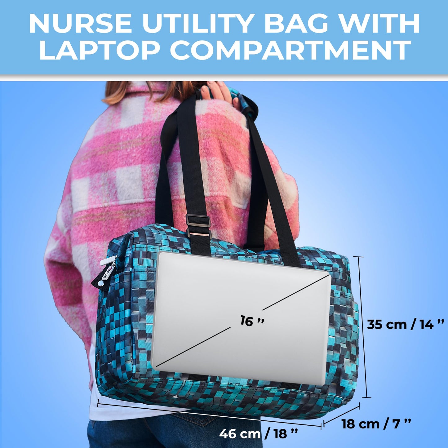 Nurse Bag with 21 Pockets - Big, Waterproof Medical Utility Tote for Daily Use