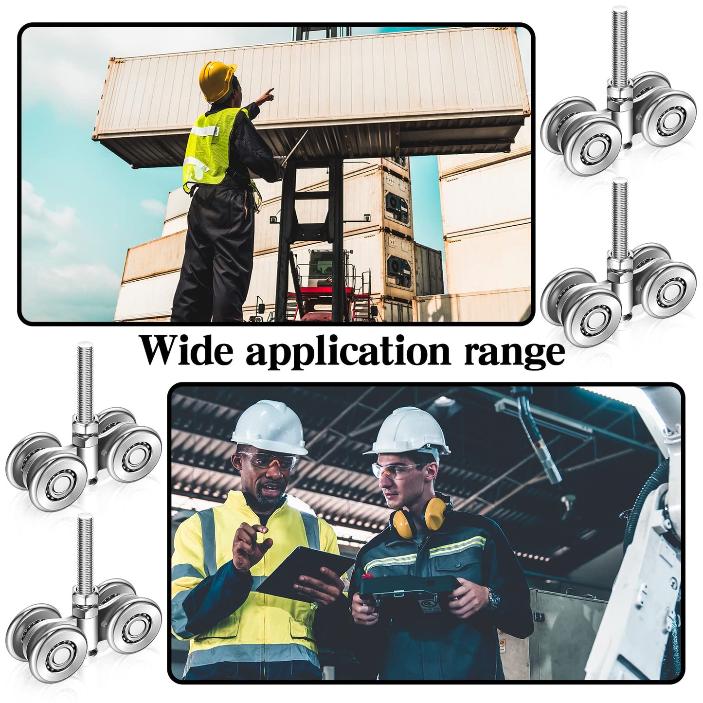 Yexiya 8 Pcs Wheel Trolley Assembly Barn Door Rollers for 1-3/4" Wide and 2-1/4" or Taller Rail Hanging Track, Beam Trolley Applied for Mount Heavy Barn or Shed Sliding Doors