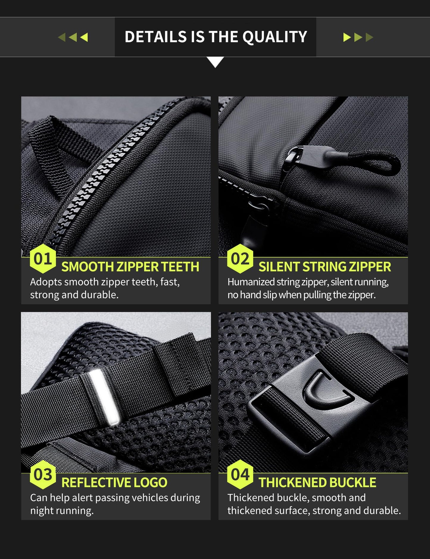 Peciees Mini Anti Theft Crossbody Sling Bag Small Chest Bag Dual Pocket Water Resistant Fanny Pack Running Phone Holder for Men Women Workout Travelling, 2 Sizes, Mini Black