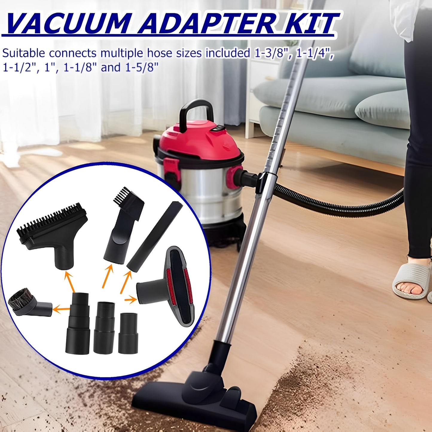 3Pcs Universal Vacuum Hose Adapter Wet Dry Vacuum Adapter for Shop Vacuum - Converts 1-3/8" to 1-1/4", 1-1/2" to 1-3/8" to 1-1/4", 1" to 1-1/8" to 1-3/8" to 1-5/8"