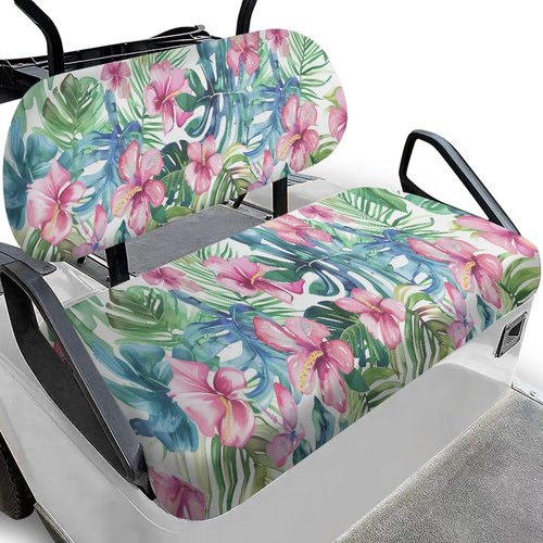 Yuyamidu Tropical Flowers Golf Cart Seat Covers Set of 2 Breathable Golf Blanket Protector Anti-Slip Front Seat Cushion Back Seat Universal Golf Accessories Suitable for EZGO Club Car