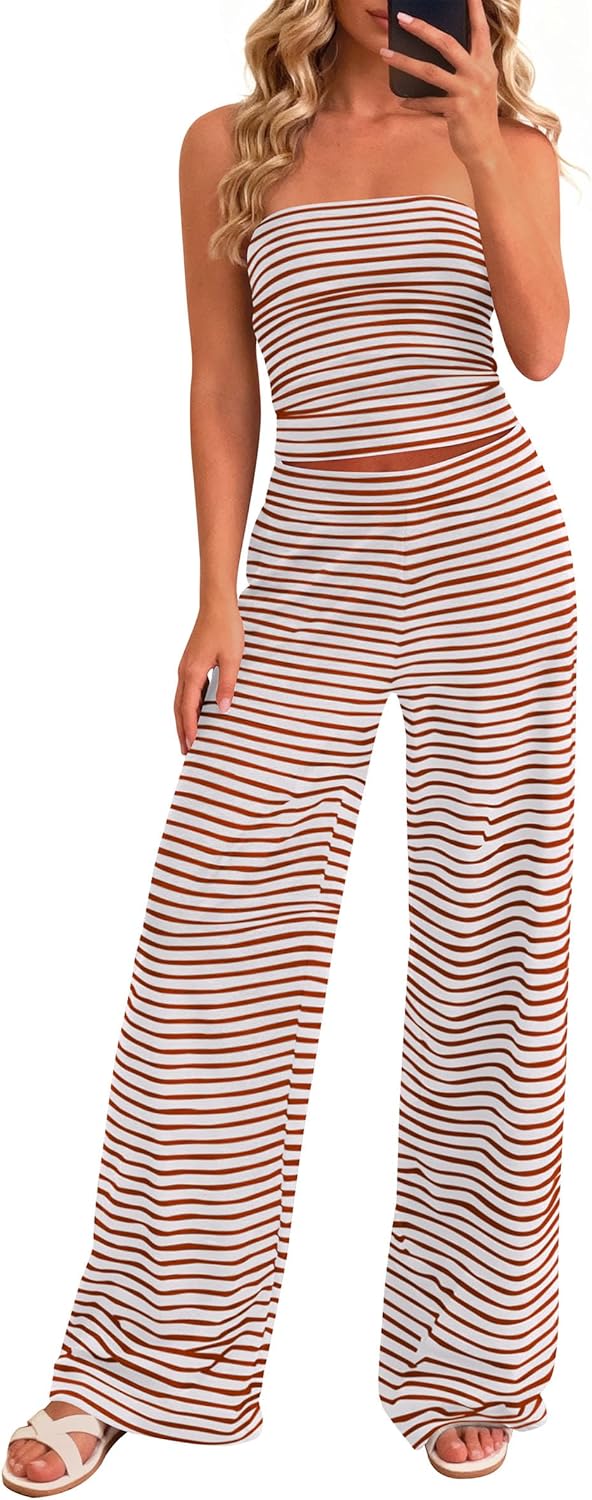 PRETTYGARDEN Two-Piece Striped Set - Stylish Summer Travel Outfit for Women | Y2K Loungewear