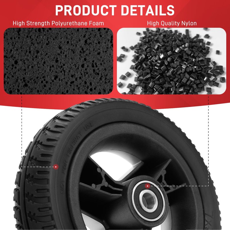 YIBEICO 2Pcs Replacement Wheel for Mobility Scooter, 7"x2" Replacement Front Wheel for Go-Go Elite Traveller SC44E, for Go-Go LX with CTS S54LX Scooters 4-Wheel, for WHLASMB1868