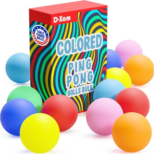 D-Xam Ping Pong Balls - Multi-Color 40mm Table Tennis Balls for Games & Parties | Pack of 50