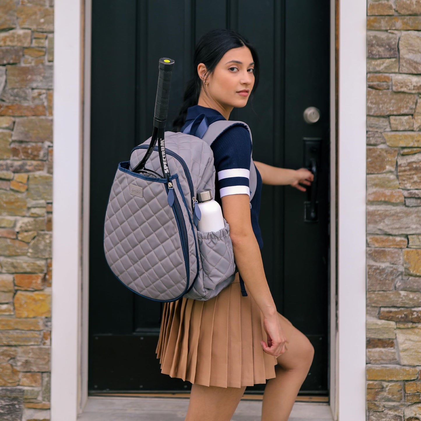 Ame & Lulu Game On Tennis Backpack - Contains Padded & Adjustable Straps - Two Exterior Water Bottle Pockets (Windsor)