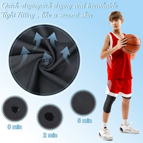 Hercicy 2 Packs Boys' Youth 3/4 One Leg Compression Tights Basketball Leg Sleeve Leggings Pants Athletic Base Layer