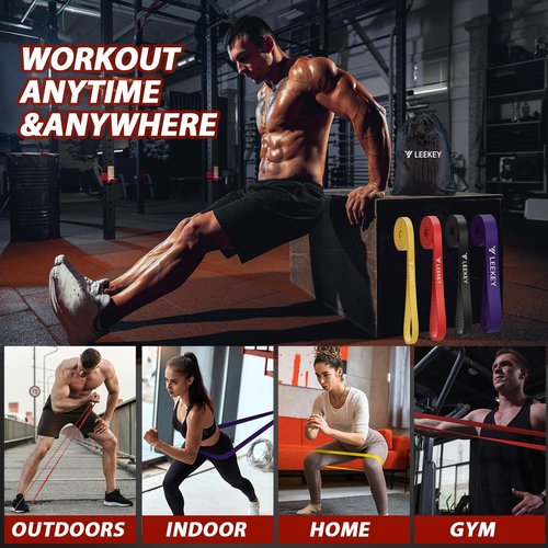 LEEKEY Resistance Bands - Versatile 5-85LB Exercise Bands for Home, Gym, and Travel | Includes Carry Bag