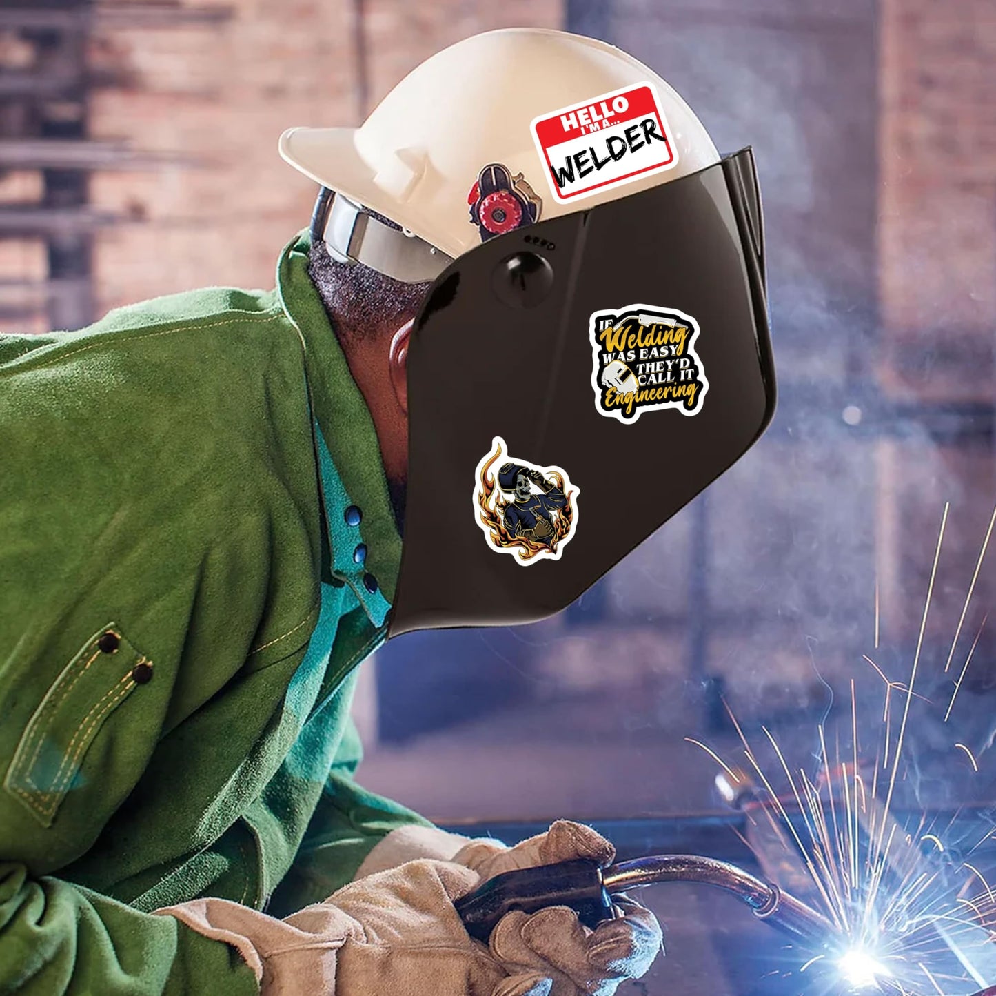 BEATRI Welding Stickers 50Pcs Hard Hat Welding Tool Box Welder Stickers Vinyl Waterproof for Helmet, Water Bottles Welder Decals Stickers for Journaling, Laptop, Phone for Adult