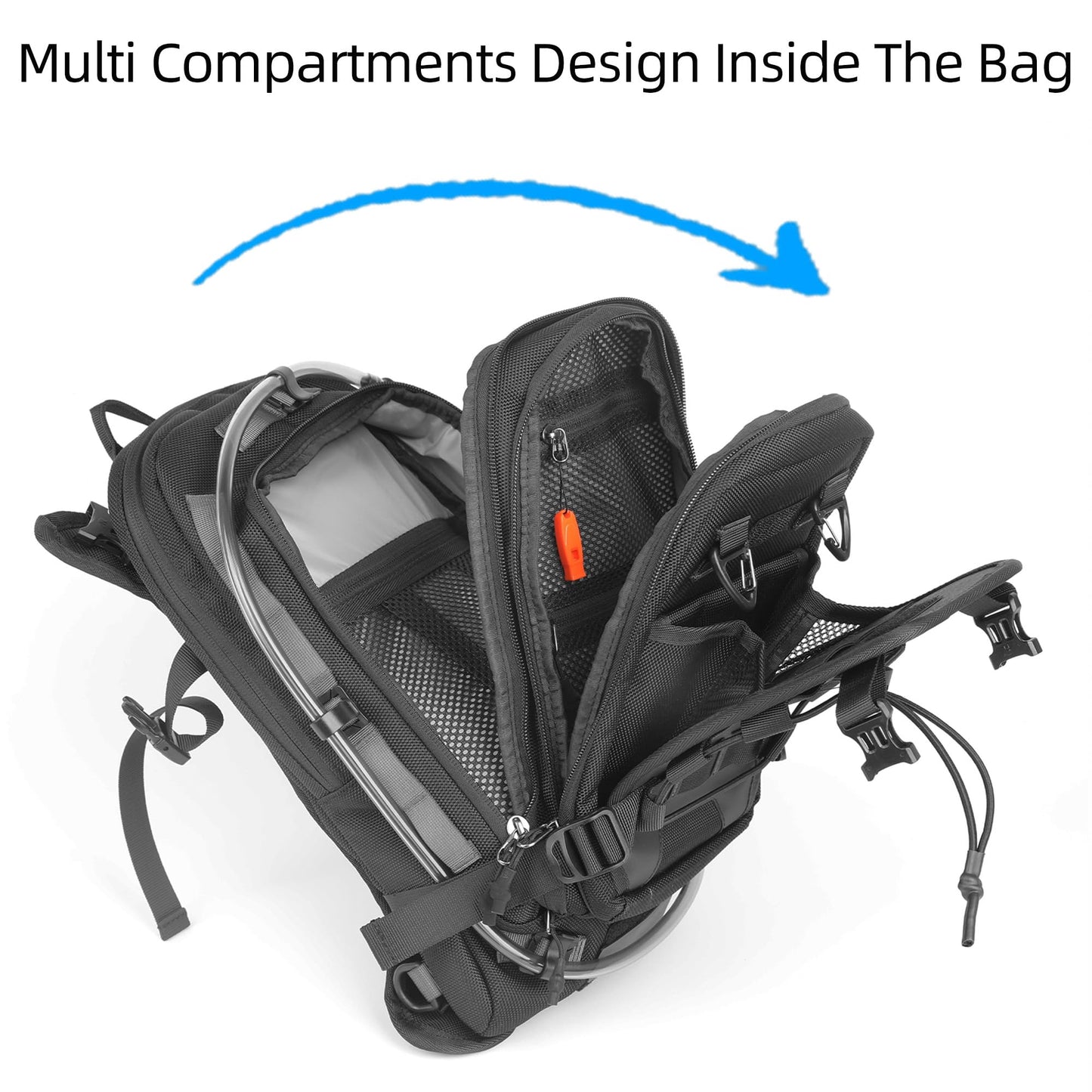 abamita Motorcycle Tank Bag Backpack Rhinowalk tank bag Separate Water Bag with Waterproof Cover and Molle System for most Adventure and Sport Motorcycle Frames Black