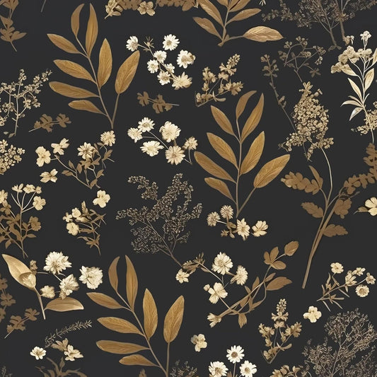 Peel and Stick Vintage Black Floral Wallpaper - 17.5'' x 393'' Self-Adhesive Boho Decor