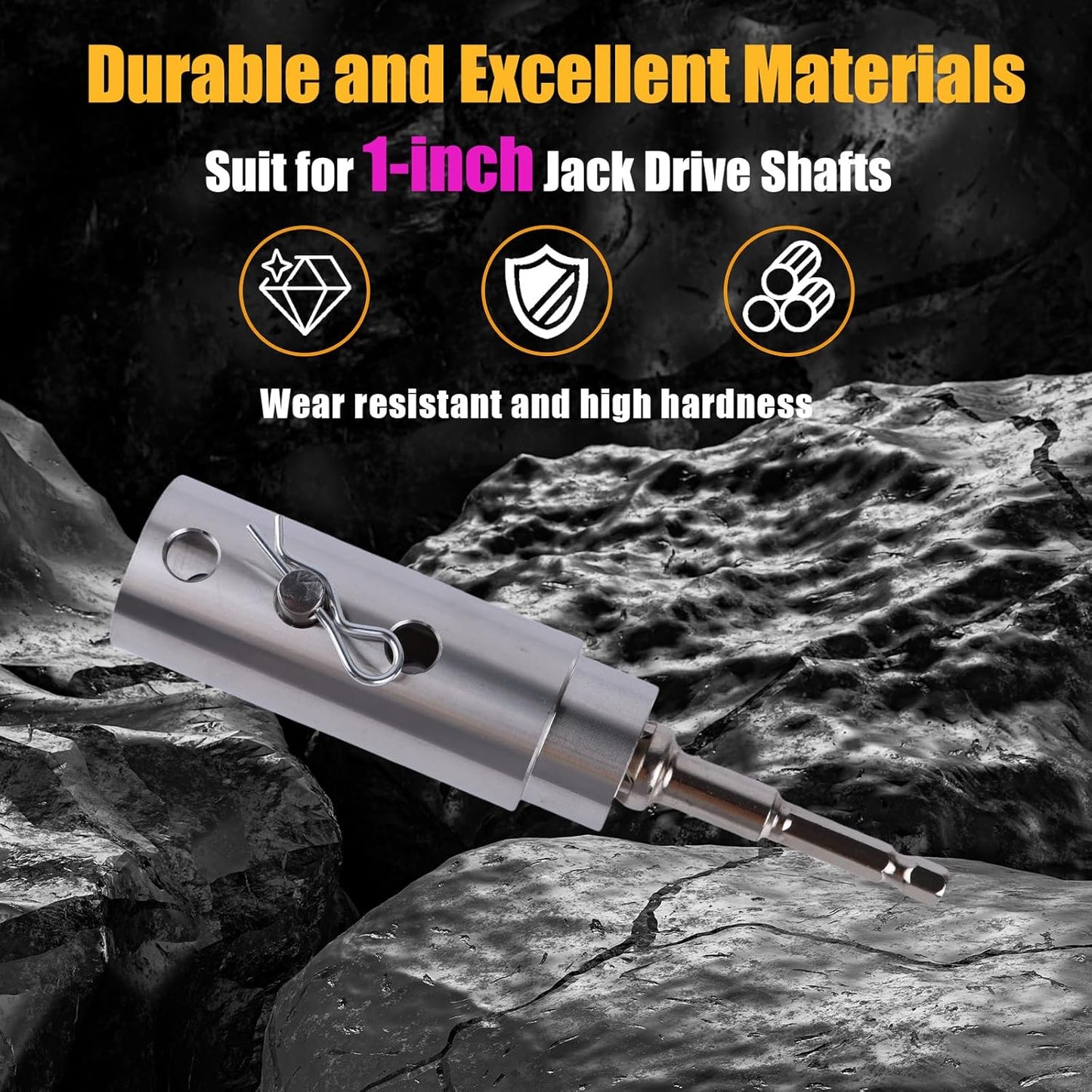 Skiennix Trailer Jack Drill Adapter - Stainless Steel Handle for 1 Inch Jack Drive Shaft | Cordless Drill Socket Attachment