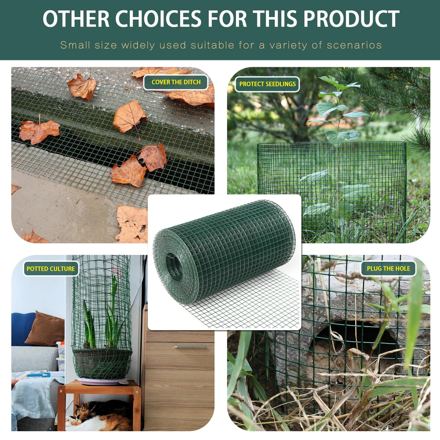Wirewonders Hardware Cloth 1/2inx 36in x 100ft Chicken Wire, Green Garden Fence, PVC Coated Metal Welded Wire Mesh for Preventing Snakes, Raccoons, Foxes, Poultry Netting