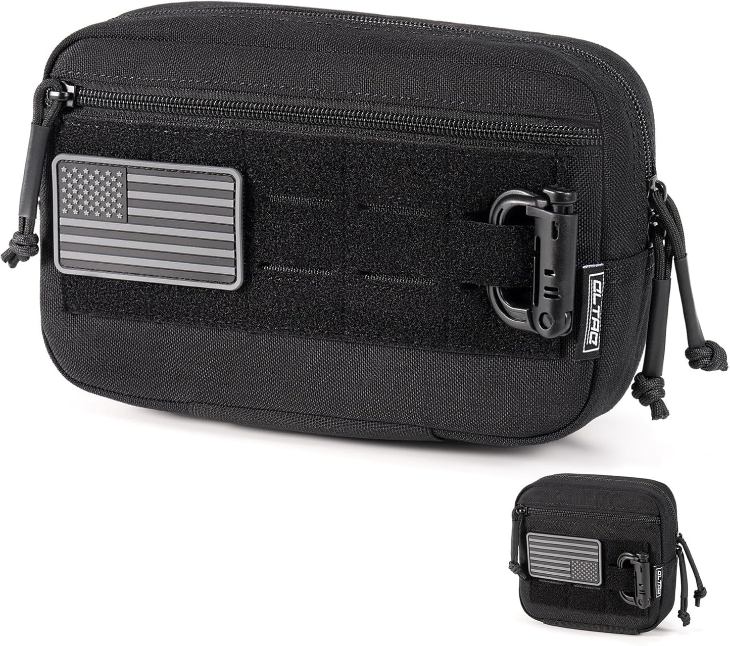 Skiennix Tactical Molle Admin Pouch - Utility EDC Tool Bag with US Flag Patch & D-Ring