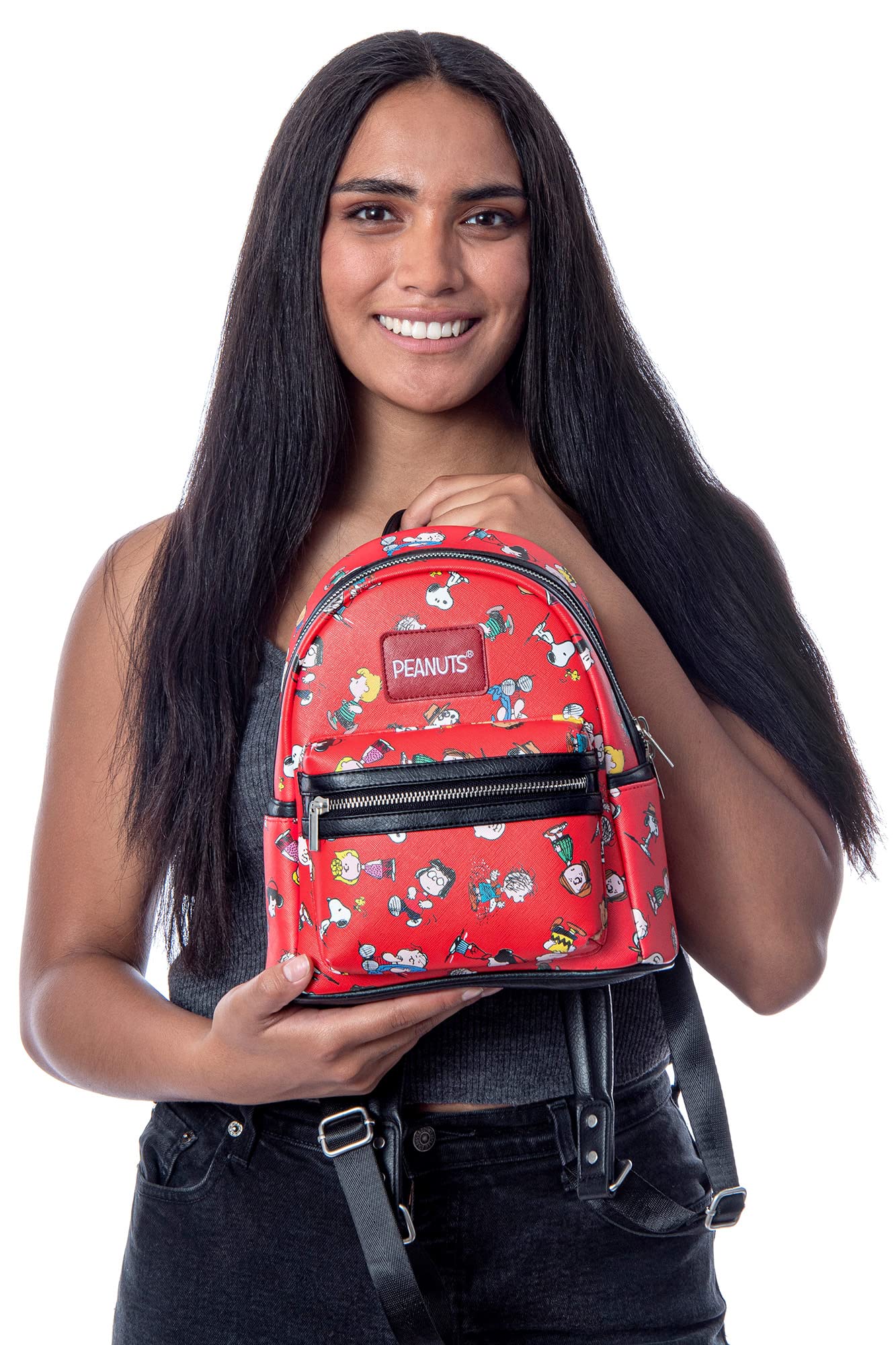 INTIMO Peanuts Snoopy Charlie Brown Linus Lucy Sally Marcie Toss Print Mini Backpack 10"