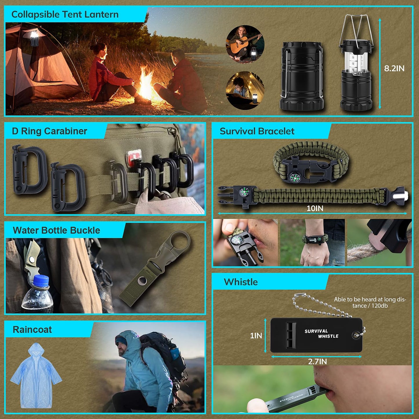Survival Kit, Gifts for Fathers Day Men, Women, 251pcs Emergency Survival Gear and Supplies Equipment, First Aid Kit with Crossbody Bag, Camping Essentials for Earthquake, Hiking, Outdoor Adventure