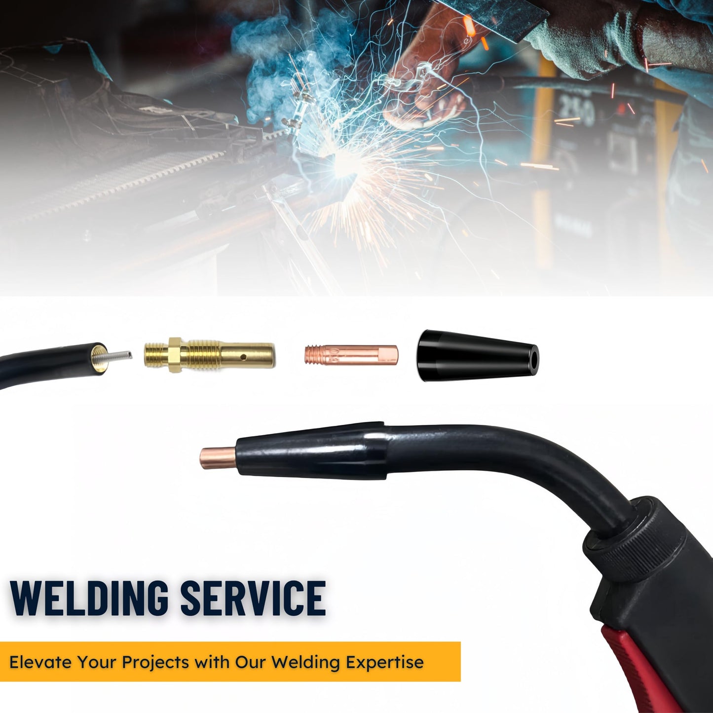 TimelyDu 24PCS Flux Core Gasless Nozzle Welding Kit Flux Core Gasless Nozzle Contact Tips Replacement MIG Welder Accessories,Compatible with Lincoln,Eastwood and more (.030" & .035"）