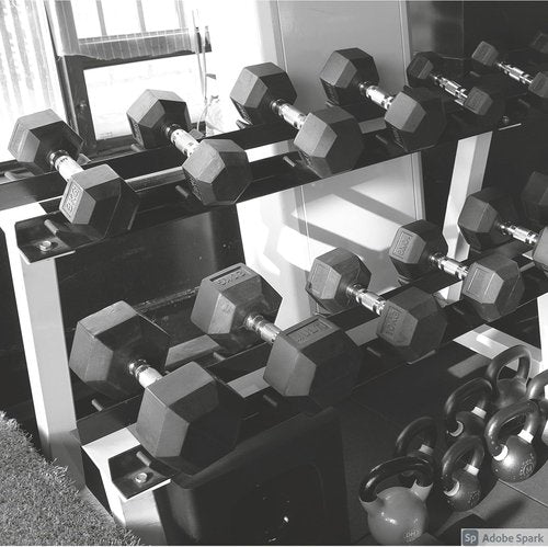 GYMENIST Hex Rubber Dumbbell - Heavy Workout Weights with Metal Handles | Available as Single or Set of 2