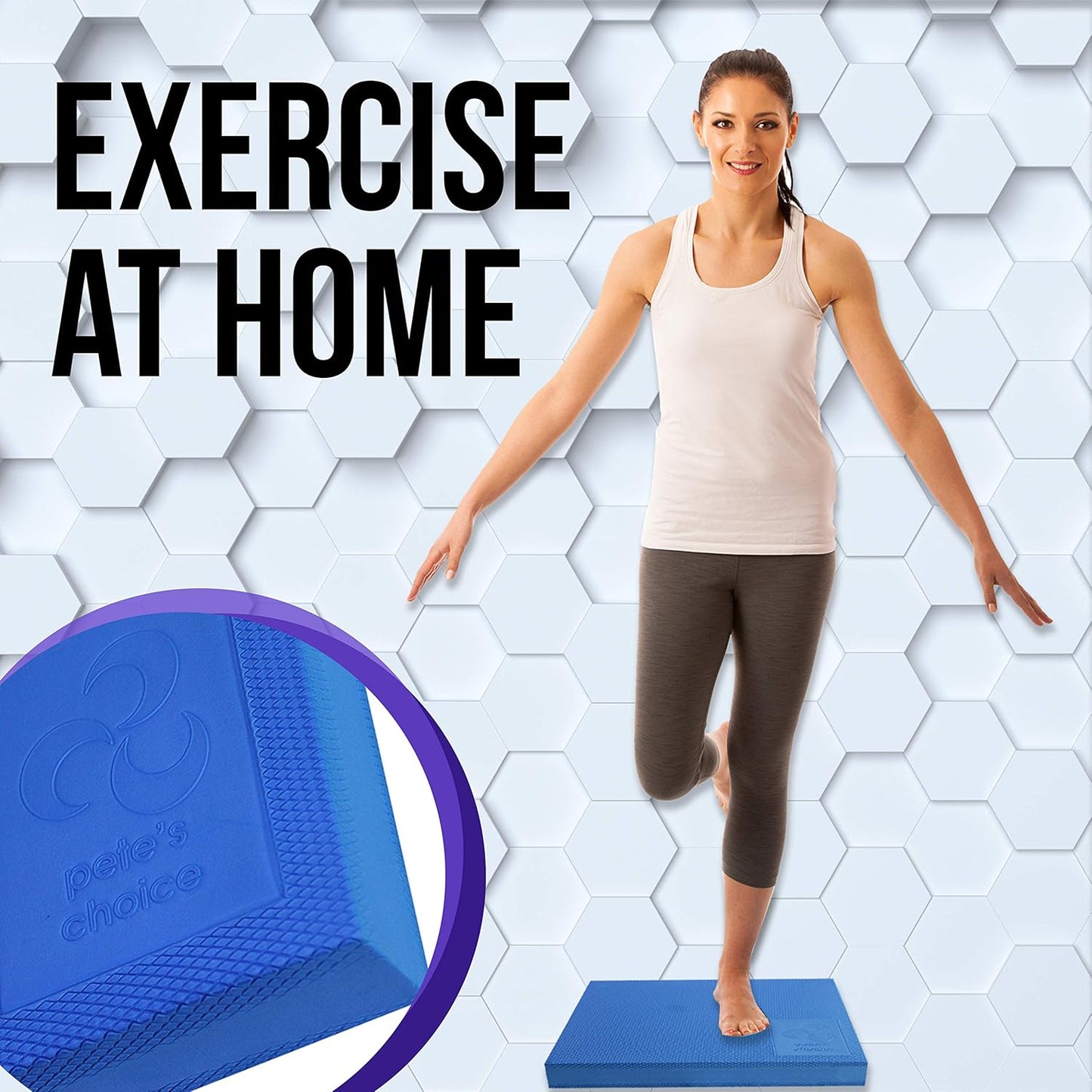 Pete's Choice Foam Balance Pad - XL Size with Free Stretching Strap & Guide | Ideal for Physical Therapy & Rehab