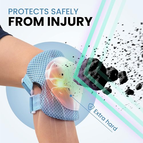 99FLIPS Kids Knee and Elbow Pads Set - Protective Skateboard Gear - Size SM Light Blue | Safety for Roller Skating