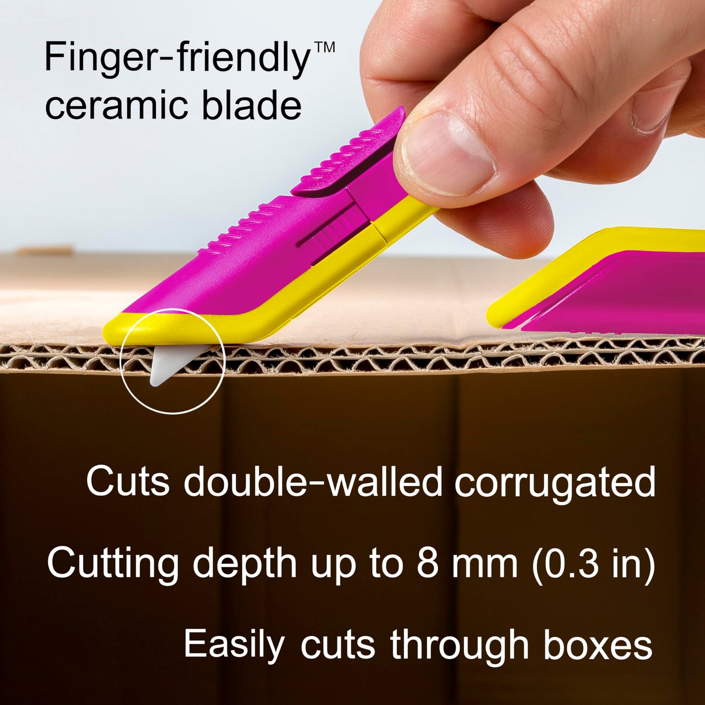 Slice Box Cutter, Heavy Duty Utility Knife, Safe Ceramic Blade Lasting 11x Longer than Metal, Fuchsia, 1 Pack