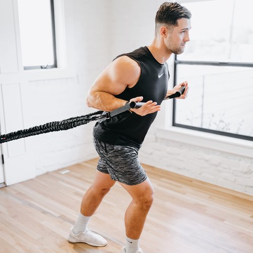 Resistance Cords - Shoulder and Core Resistance Bands - Perfect for Dynamic Warmups and Rehab - Deluxe Pair of 2 Black 40lbs Cords and 2 Universal Handles - 4KOR Fitness