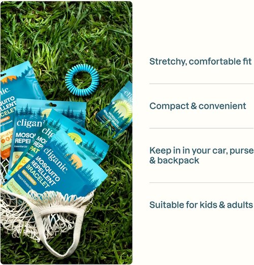 Cliganic Mosquito Repellent Bracelets - DEET-Free, Natural Protection for Adults & Kids | 10 Pack, Neutral Colors
