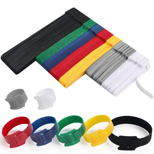 200 PCS Cable Ties Reusable 4+6+8inch Multi-Colour Cord Organizer for Cable Management Multi-Purpose Cable Straps Wire Ties Cable Management for Home Office Computer Data Centers Electronics,7 Colors