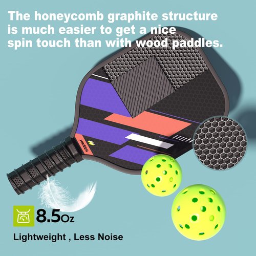Hikeen Pickleball Paddles Sets of 4, Anti-Slip Grip bLightweight Pickleball Racket for Beginners with 1 Carrying Bag & 4 Pickleball Balls for Outdoor/Indoor Use