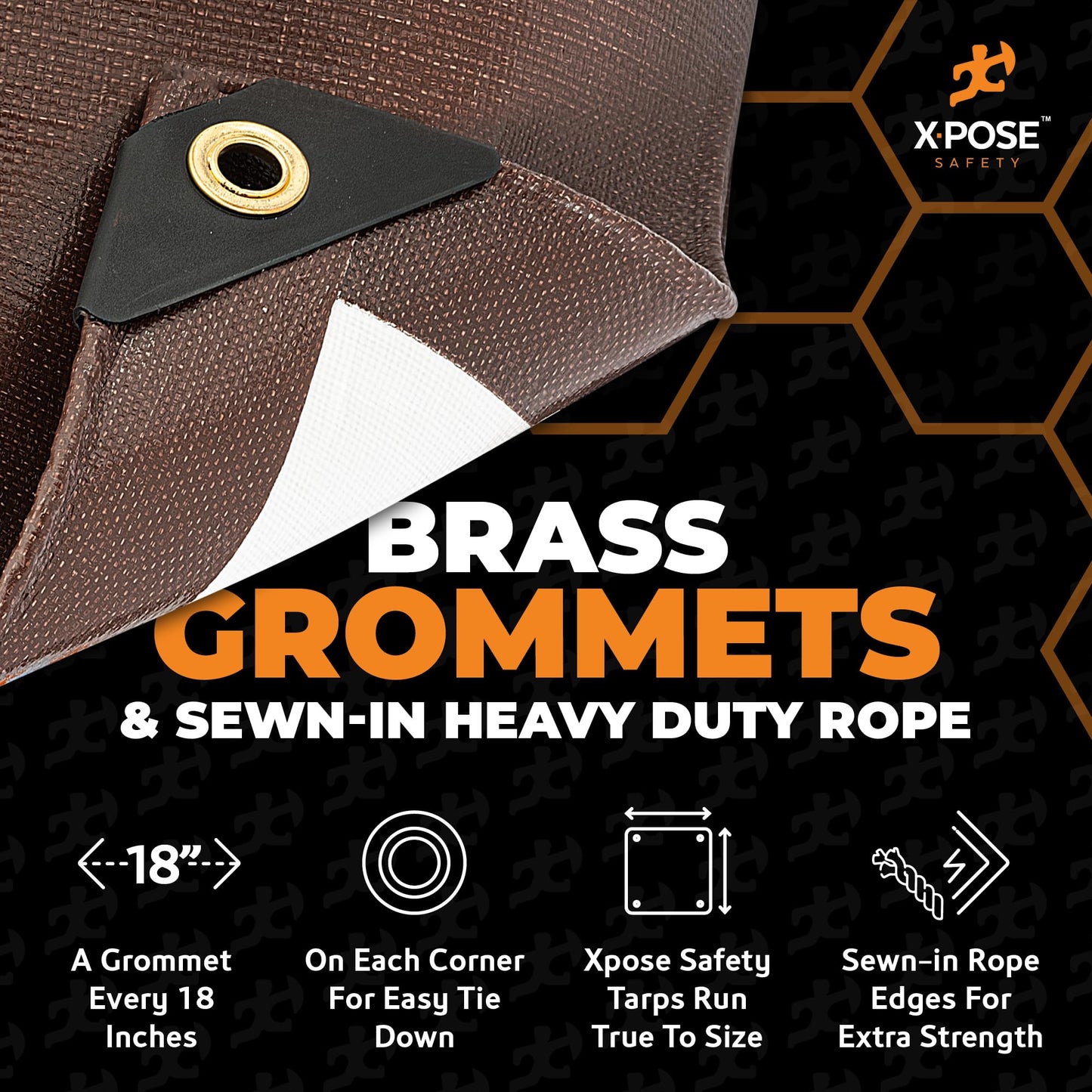 xpose safety 10' x 20' Brown/White Ultra Heavy Duty Tarp - 20 Mil Tarps Heavy Duty Waterproof 10x20 - Extra Large Tarp,Waterproof Tarp Cover Rain Camping,Tent Tarp,UV Protection,Reinforced Corners