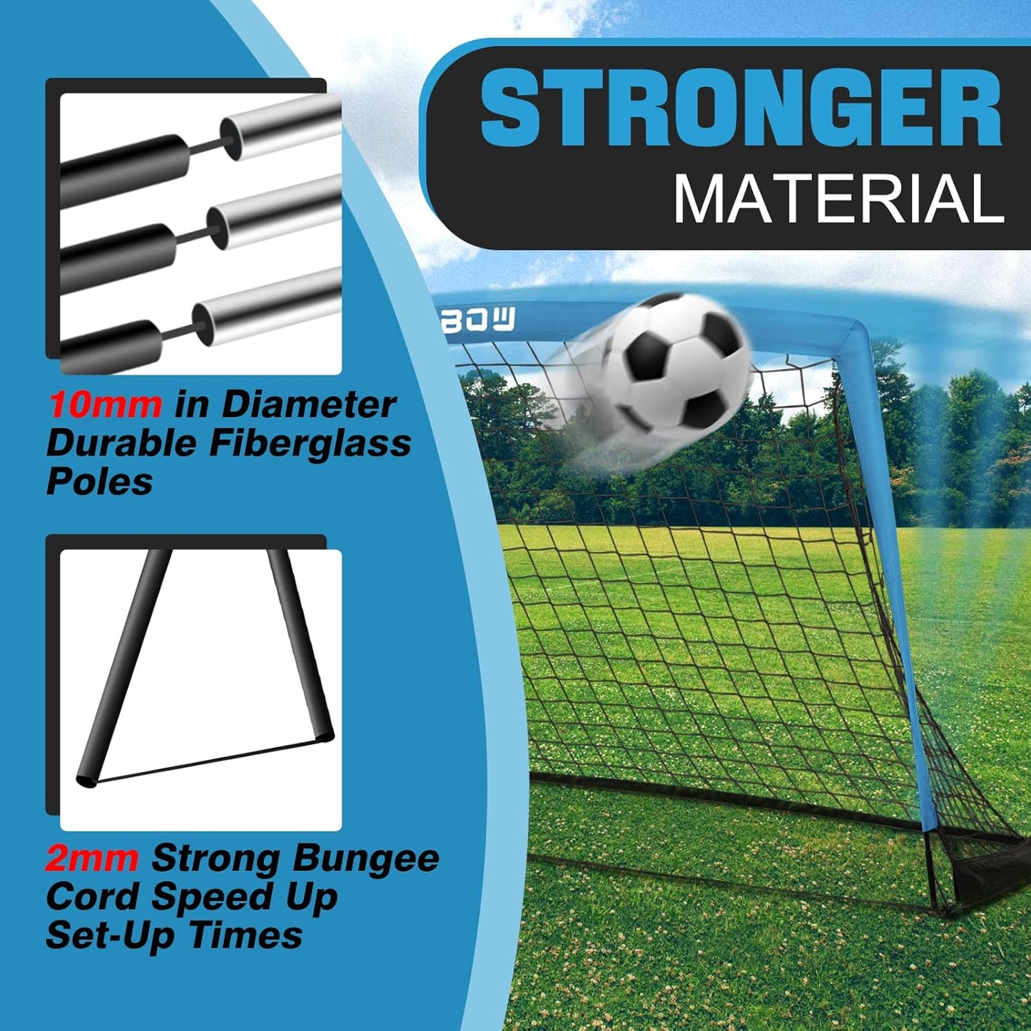 RUNBOW 6x4 FT Portable Kids Soccer Goal - Folding Soccer Net with Carry Bag for Indoor/Outdoor Training