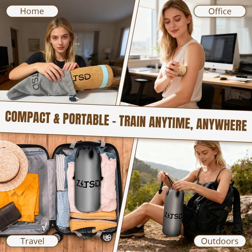 ZITSD Natural Cork Balance Board Kit, 4-in-1 Foot & Ankle Strengthener – 2 Half-Cylinder Boards, Massage Roller & Ball, Toe Resistance Bands, Carry Bag & Guide for Mobility & Physical Therapy