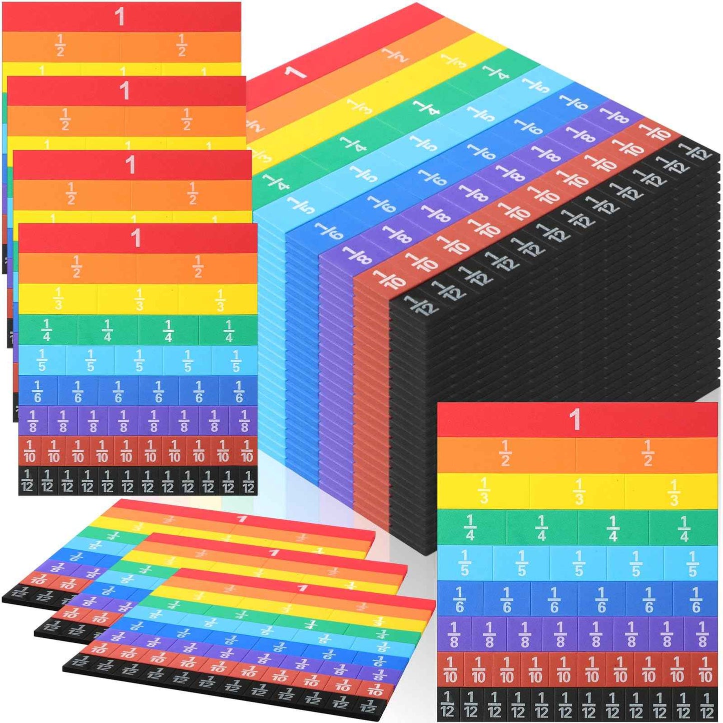 Sayglossy 24 Sets Fraction Tiles Sets for Math Fraction Manipulatives Montessori Math Materials EVA Foam Algebra Tiles Games for Classroom Teaching Aids, Homeschool Supplies