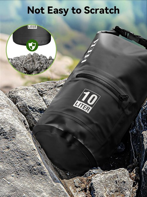 HEETA Waterproof Dry Bag - Lightweight Roll Top Storage with Front Zippered Pocket | 5L/10L/20L/30L/40L for Travel, Kayaking & Hiking