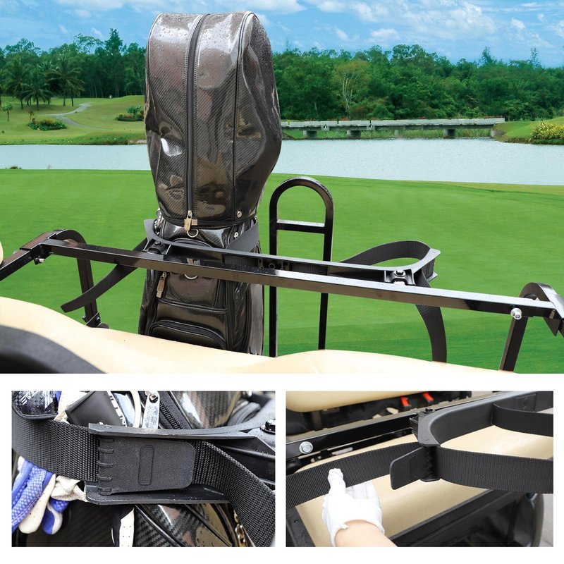 Roykaw Golf Cart Bag Holder Bracket Compatible with Rear Seat, Fits EZGO Club Car Yamaha - No Drilling Required/Easy Disassemble Design, Just Only Fit 1.0" Square Tube Frame
