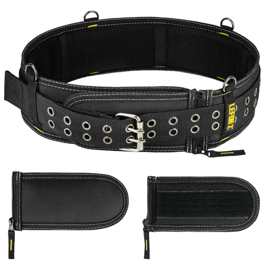 4-Inch Padded Tool Belt,Heavy Duty Tool Belts for Men with 4 Suspenders Ring,Work Belts for Electrician,Carpenter,Construction,Utility Belt,Adjustable 34''-40''(Pouch not Included)
