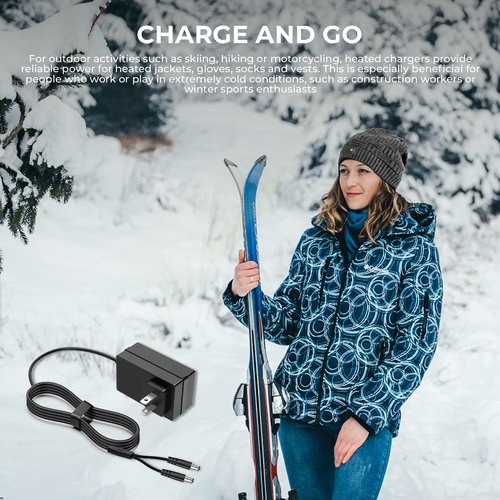 4.2V Dual Charger for 3.7V Male and Female Heated Socks Gloves Insoles Boots Shoes Rechargeable Lithium Battery Replacement Power Adapter