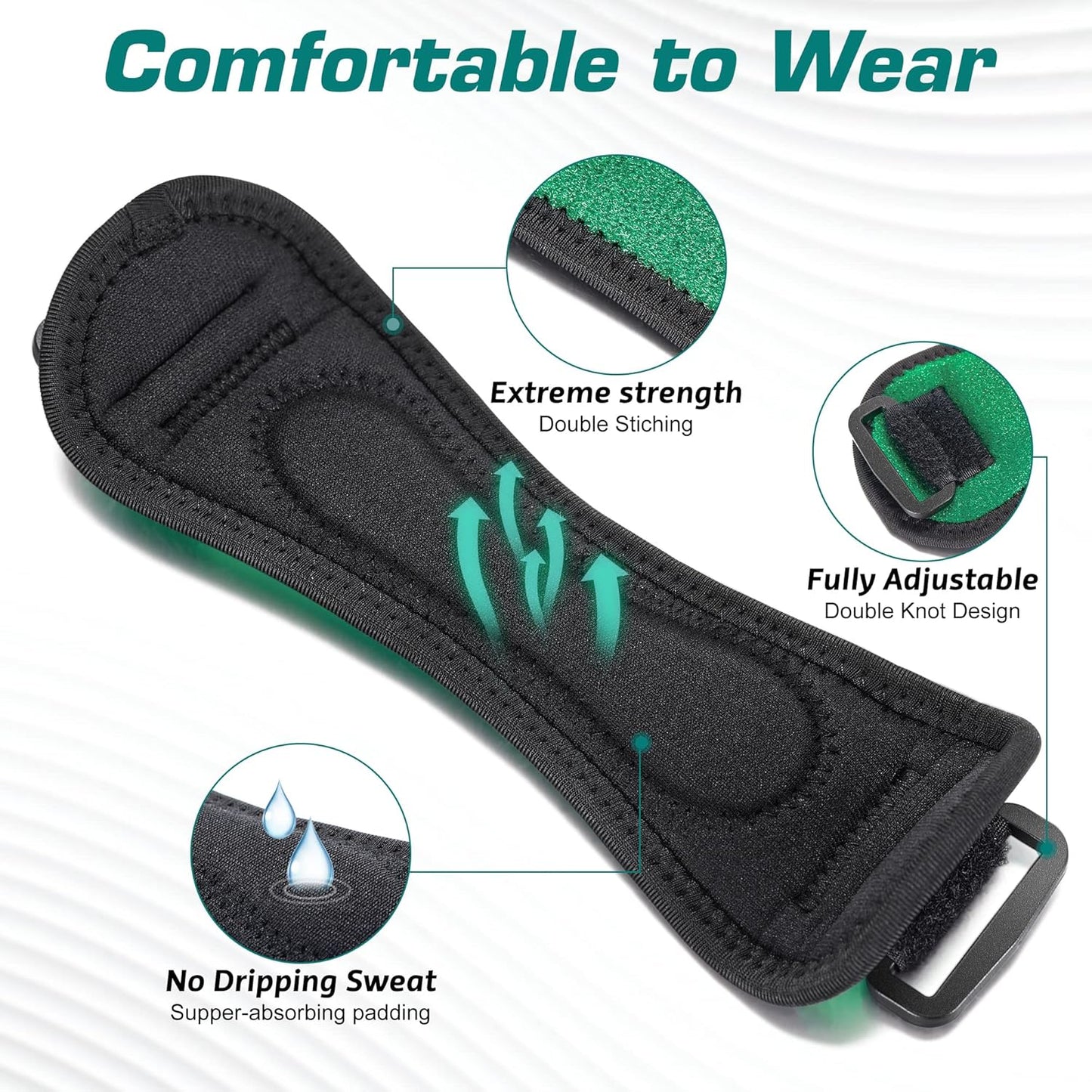 Skiennix Knee Strap - Adjustable Support for Pain Relief | Comfortable Green Design